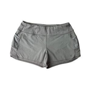 Athleta Women’s Ready Set Go Gray Running Shorts Size M Zippered Pocket